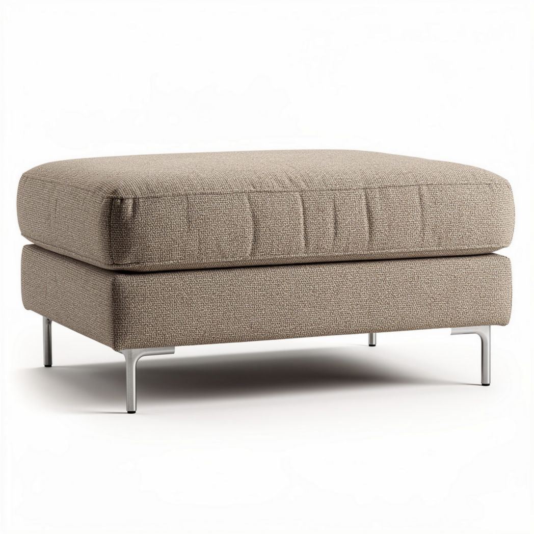 Pouf en tissu beige avec structure en métal 80 x 80 x 40cm pour intérieur