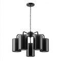 Suspension en métal doré avec abat-jours en verre transparent six lumières 40 x 40 x 60cm