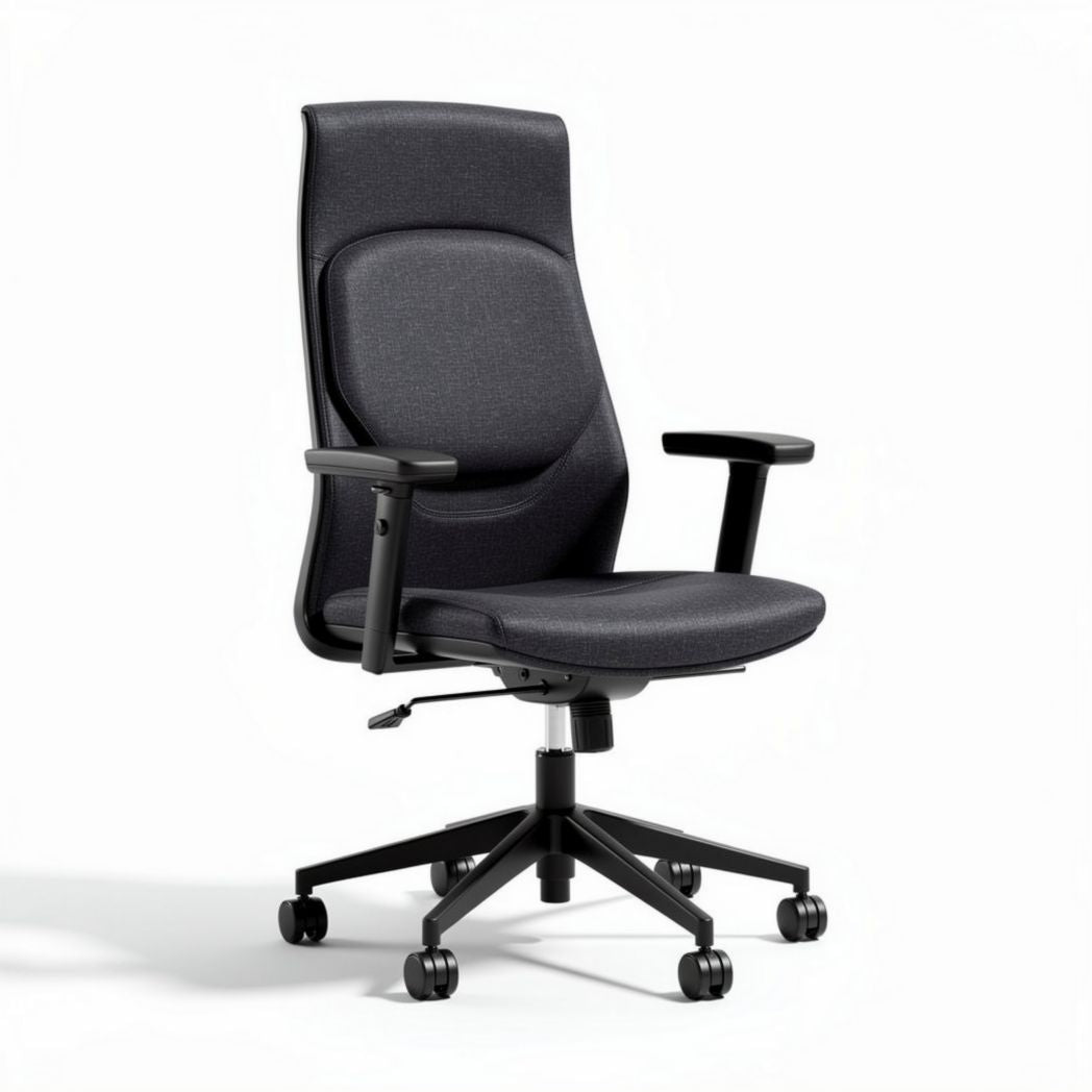 Chaise de bureau ergonomique en tissu noir avec accoudoirs réglables 45 x 60 x 110cm