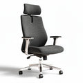 Chaise de bureau ergonomique en tissu gris avec appui-tête et accoudoirs réglables 63 x 66 x 118cm