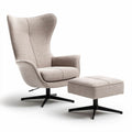 Fauteuil en tissu beige avec repose-pieds dimensions 80 x 80 x 110cm
