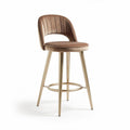 Tabouret de bar en velours marron avec pieds en métal doré 45 x 45 x 100cm