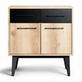 Armoire en bois avec deux tiroirs et deux portes en acier 60 x 40 x 80cm