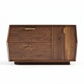 Buffet en bois noyer 120 x 45 x 80cm avec tiroirs et portes coulissantes