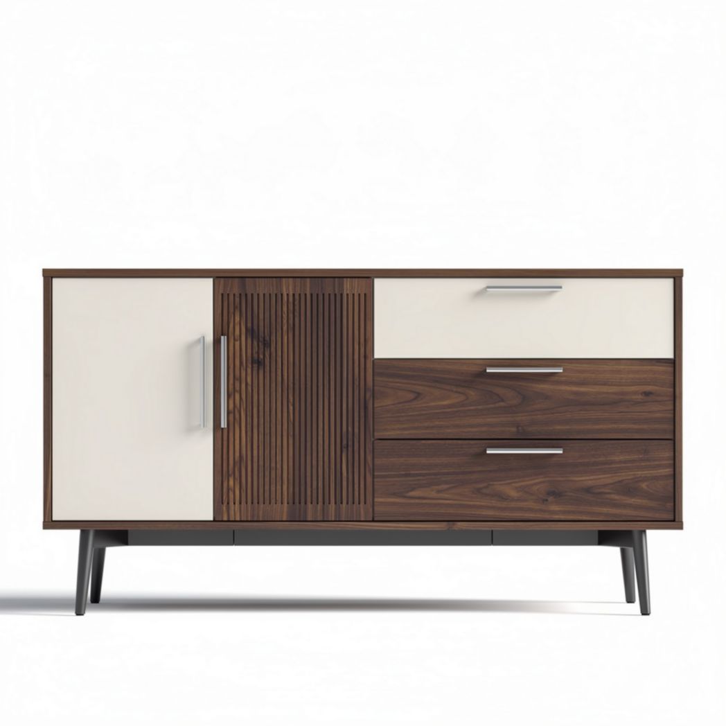Meuble de rangement en bois de chêne et blanc 120 x 40 x 70cm