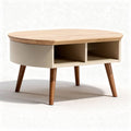 Table basse en bois de chêne et MDF avec rangements 75 x 45 x 40cm